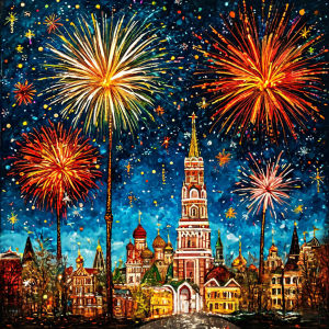 Huacan DIY Diamond Painting Fireworks Church Night Diamond Embroidery Landscape Complete Kit Picture Of Rhinestones Gift