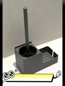 Toilet Brush Holder Wall Mounted Bathroom Cleaning Brush Space Aluminum Toilet Brushes For Cleaning Storage Bathroom Accessories