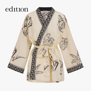 edition | Silk Kimono-style Printed Blouse