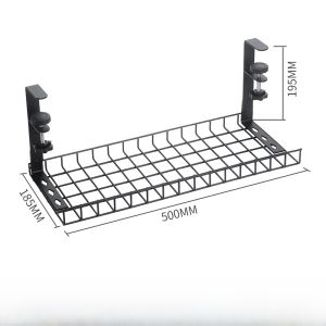 No-Drill Cable Management Desk Organizer under Table Wire Storage Rack Office Computer Desk Cable Arrangement Basket Shelf