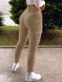 Sale! Women’s Khaki High Waist Cargo Jeans Slim Fit With Pocket Street Style Fashion. 