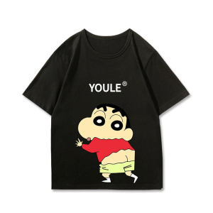 Bandai | Crayon Shin-chan Pure Cotton Short Sleeve T-Shirt for Men Summer Japanese Anime Collaboration Clothing Loose-Fit Tee for Kids