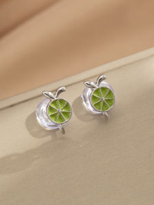 Mini Lemon Fake Ear Studs Pain-Free Clip-On Mosquito Coil Trays Womens Fashion Jewelry Daily Commuting Simple Elegant Style