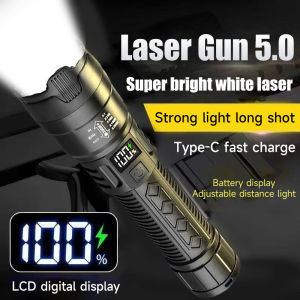 Senter Led Digital Super Terang Zoom Jarak Jauh Flashlight Rechargeable