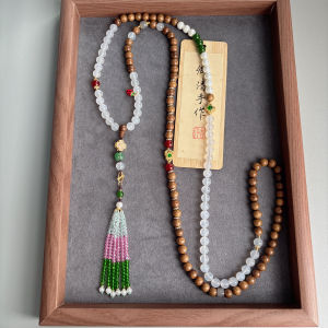 ยาวไม้โบราณพระพุทธรูปลูกปัดผสมสีสไตล์แห่งชาติ Slant Cross Body Chain จีนพู่ Multi-สมบัติสร้อยคอสไตล์ชาติพันธุ์