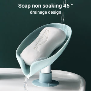 🔥COD🔥Wall-mounted Leaf Shape Soap Holder Suction Cup Sponge Dish Rack Self Draining Bathroom Shelf For Home Storage Box Kitchen Accessorie