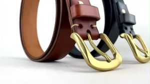 Thắt lưng da bò Ý. Mặt đồng đúc nguyên khối Da bò một lớp hàng nhập cao cấp