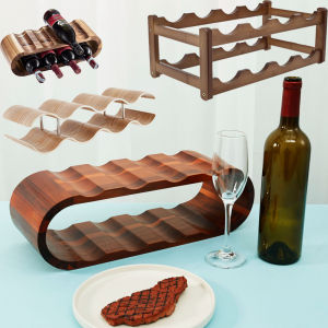 Wooden Wine Rack 2 Layer Wine Bottle Display Rack Non-slip Bottle Holders For Kitchen Pantry Bar Wine Cabinet Collection Display