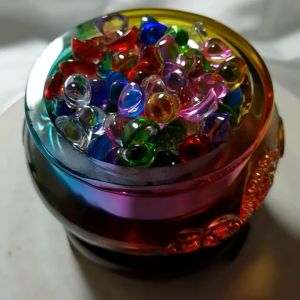 已开光 彩色琉璃聚宝盆 元宝 一桶金 琉璃聚宝盆 Feng Shui Multi size Wealth Attracting TreasureCrystal Glass Treasure Bowl 风水摆件 多尺寸招財进宝 琉璃聚寶盆 招財 風水 福袋 米缸 五帝钱开业礼品
