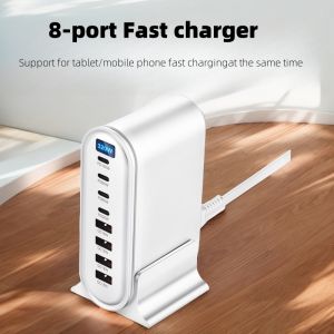 320W 8-Port USB C Desktop Charger GaN Fast Charge Multi-Port PD Charger for Mobile Phone And Tablet