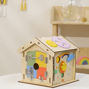 Montessori 14 in 1 Children Wooden Busy House Toys Self Assemble Busy Board Baby Early Learning Toy