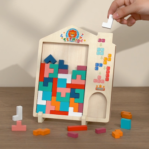 Wooden 3D Tetris Puzzle for Kids – Montessori Shape Matching & Stacking Blocks – Educational Toy for Logic Training and Fine Motor Skills