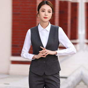 เสื้อกั๊กชุดสูทชุดทำงานผู้หญิงชุดยูนิฟอร์มโรงแรมชุดทำงานเคลื่อนที่เสื้อกั๊กสีดำใส่ด้านนอกเสื้อกั๊กชุดทำงานเสื้อกั๊กแบบใหม่