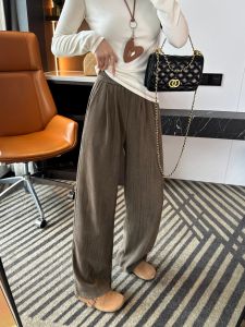 Love It ! ~ Mella Velvet Walking Pants Soft Elastic Waist Loose Womens Spring New Wide Leg Casual Pants High Waist