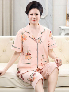 DTHN | Summer Cotton Loose Elderly Womens Sleepwear Set