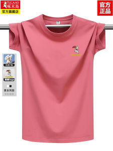 Woodpecker Embroidered Men Short-Sleeved T-shirt 2024 Summer Fashion Brand Loose Plus Size Cotton Half Sleeve Inner T-shirt