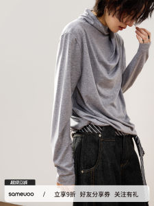 Sameuoo Loose Fit Long Sleeve Womens Base Shirt Pure Color Crew Neck T-Shirt Spring Inner Wear Comfortable Base Layer Top