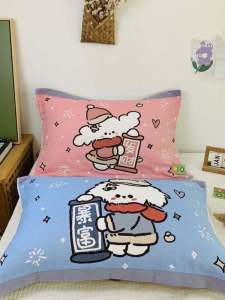 Eighth Layer Thickened Pure Cotton Flannel Pillowcase Pair Four Seasons Universal Soft Cartoon Home Use Pillow Towel