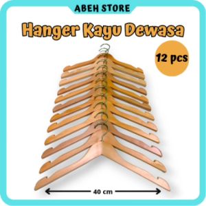 Hanger kayu dewasa 1 lusin murah/gantungan baju 1 lusin/ hanger baju dewasa/hanger kayu aesthetic
