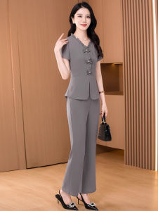 CORRPRIL Kober Ice Silk Professional Suit 2024 New Womens Summer Outfit Wide Tatami Lady Gown Set For Middle-Aged Mothers