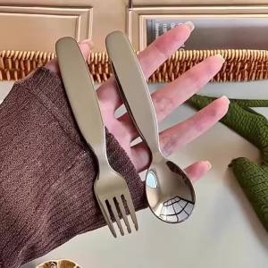 ⚑1Pcs Toddler Forks Spoon Portable Spoon Fork Tableware Toddler Utensils Stainless Steel Cutlery For Camping Outdoor Tableware