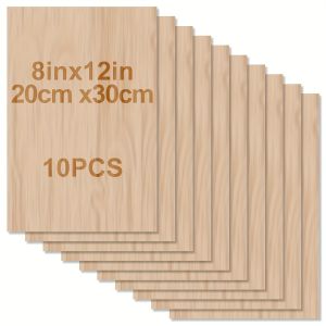 10 Tấm Gỗ Basswood Làm Đồ Thủ Công - 12 X 8 X 1/12 Inch Dày 2mm Bề Mặt Nhẵn Chưa Hoàn Thiện Tấm Gỗ Vuông Dùng Làm Nến