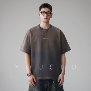 YEBO | Áo Thun Tay Ngắn Oversized Màu Degradé Phai