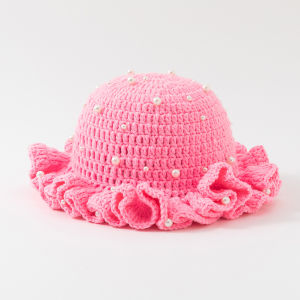 Fashion Handmade Crochet Bucket Hat for Woman Teen Outdoor Commute Fisherman Beanie Ruffled Brim Winter Windproof Carnival Cap