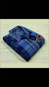 Kemeja Pria Katun GRD Polinasik Lengan Pendek Motif Garis Kotak Size M L XL