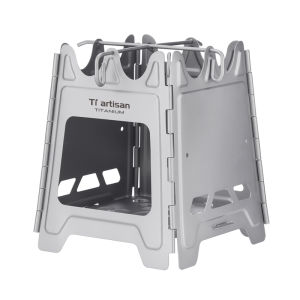 Tiartisan Outdoor Pure Titanium / Stainless Steel Wood Stove Portable Hinge Design Camping Stove Foldable Firewood Grill Stove