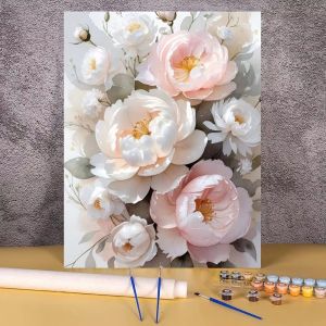 Bandai | DIY Painting By Numbers Flowers Pictures By Number Artwork Gift Wall Art Paint Kit For Adults Drawing On Canvas For Bedroom