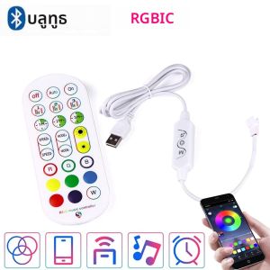 USB Bluetooth RGBIC Controler 5V 3 Pin RGBIC Led Controller ซิงค์เพลง RGBIC ไฟ Led Controller สมาร์ทรีโมทคอนโทรล