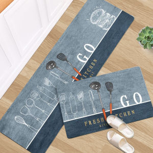 2PC Modern Light Luxury Geometric Kitchen Carpet Living Room Anti Slip Floor Mat Minimalist Sofa Coffee Table Foot Rug Decor