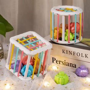 1PCS- Montessori Shape Sorter Cube Rainbow Colorful Blocks Sorting Game Infant Cognitive Grip Training Learning Educational Toy