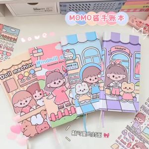 {Ready Stock} MOMO Sauce / Yoyo Weeks Notebook Cartoon Hand Account Book High-Value Girl Heart Grid ins Student