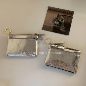 สีเงิน ซิป เสื้อท่อนบน หนังวัวชั้น หนัง Portable High End สไตล์เกาหลี กระเป๋าสตางค์แบบสั้นกระเป๋าเงินเหรียญรุ่นใหม่ที่ใส่บัตรเยาวชน