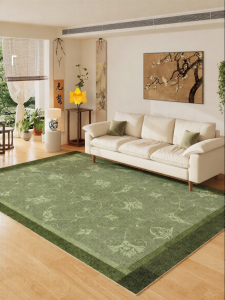 YUNHAOBUYI | Retro Style Green French Living Room Rug Easy-to-Clean