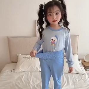[High Waist Belly Protection] Modal Loungewear 2025 New Style Childrens Pajamas Middle Small Childrens Long-Sleeved Pants Set