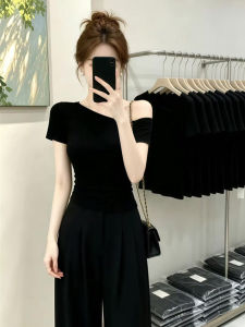 V.C.I | Black Off-Shoulder Short Sleeve T-Shirt