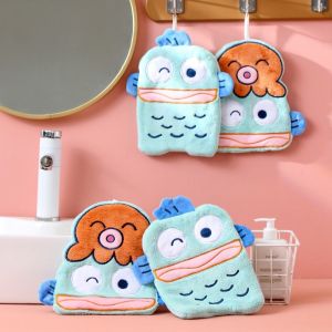 Cute Hand Towel Sanrio Hangyodon Ugly Fish Hanging Towel Children Kids Bathing Towels Coral Fleece Handkerchiefs Absorbent Wipe Cloth