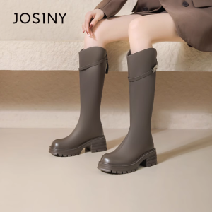 Josiny | Faux Fur Lined Black Thick Soled Womens Over-the-knee Boots