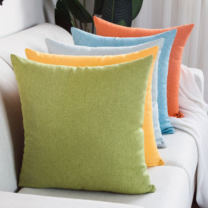 GUANGMANZHI | Candy Colored Linen Cushion Cover With Filling Sofa Backrest