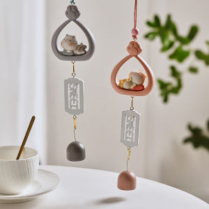 Healing Cute Wind Chimes Room Decorations Japanese Style Door Hanging Ornaments Childrens Day Gift Simple Modern Resin Iron Wood