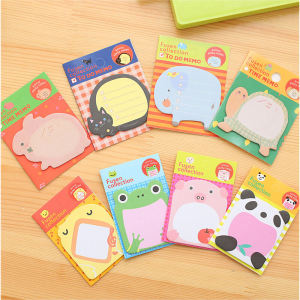 🔥chageey👍 Cute Animal 20 Sheets Sticky Note Time Record Sticky Memo Cartoon Creative Notepad Student Office