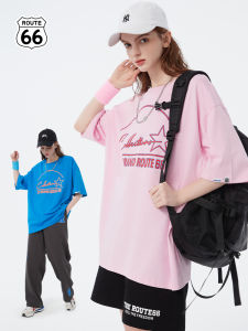 เสื้อยืดคอกลมแขนสั้นทรงหลวมสไตล์ย้อนยุคสำหรับฤดูร้อนสำหรับทั้งชายและหญิง เสื้อยืดคู่รักสำหรับเล่นกีฬาแบบลำลอง