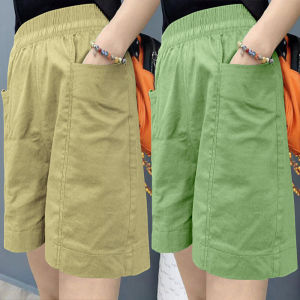 กางเกงขาสั้นผ้าฝ้ายเอวยางยืดไซส์ใหญ่ ทรงหลวม ทรงเข้ารูป กางเกงขาสั้นฤดูร้อนสำหรับผู้หญิง กางเกงขายาวทรงหลวมเอวสูง กางเกงขายาวผู้หญิง