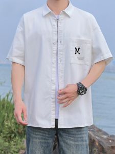 HENGYUANXIANG | Pure Cotton Short Sleeve Shirt Mens Summer New Casual Loose Workwear Shirt Comfortable Fit Button Detail Iron-Free Treatment