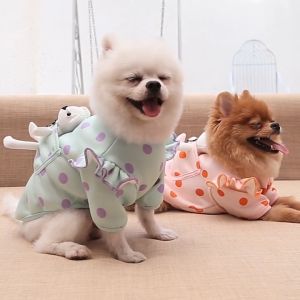 Áo nỉ bông chấm bi kèm gấu bông cho chó mèo thú cưng - Đen Ta pet shop