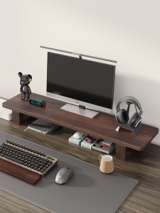 ชั้นวางจอแสดงผลแบบไม้แท้สำหรับคอมพิวเตอร์โต๊ะทำงานในออฟฟิศ ชั้นวางของแบบ H สำหรับห้องทำงาน ห้องนอน ห้องทำงาน