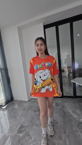 เสื้อพิมพ์ลาย ผ้ากีฬา ลายยำๆช้างน้อย รสข้าวโพด งานจริงสวยสีสดคมชัด รับประกันสวยสุดในราคาใกล้เคียงกัน